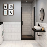 ocean porte de douche pivotante noir 80-100cm, 8mm verre anticalcaire, hauteur 200cm