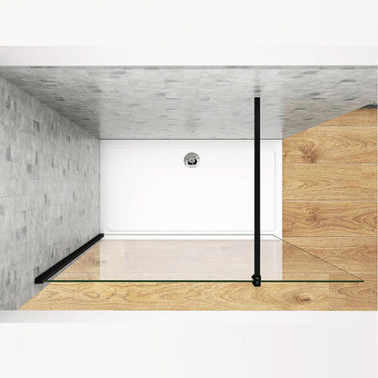 Océan Paroi de douche noire 50-160 x200cm profité noir et barre de stabilisation 140cm