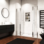 Océan porte de douche battante 135-180x187cm en verre anti-calcaire porte battante et 2 verres fixés