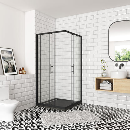 OCEAN cabine de douche 200cm profilé noir mat en verre anticalcaire