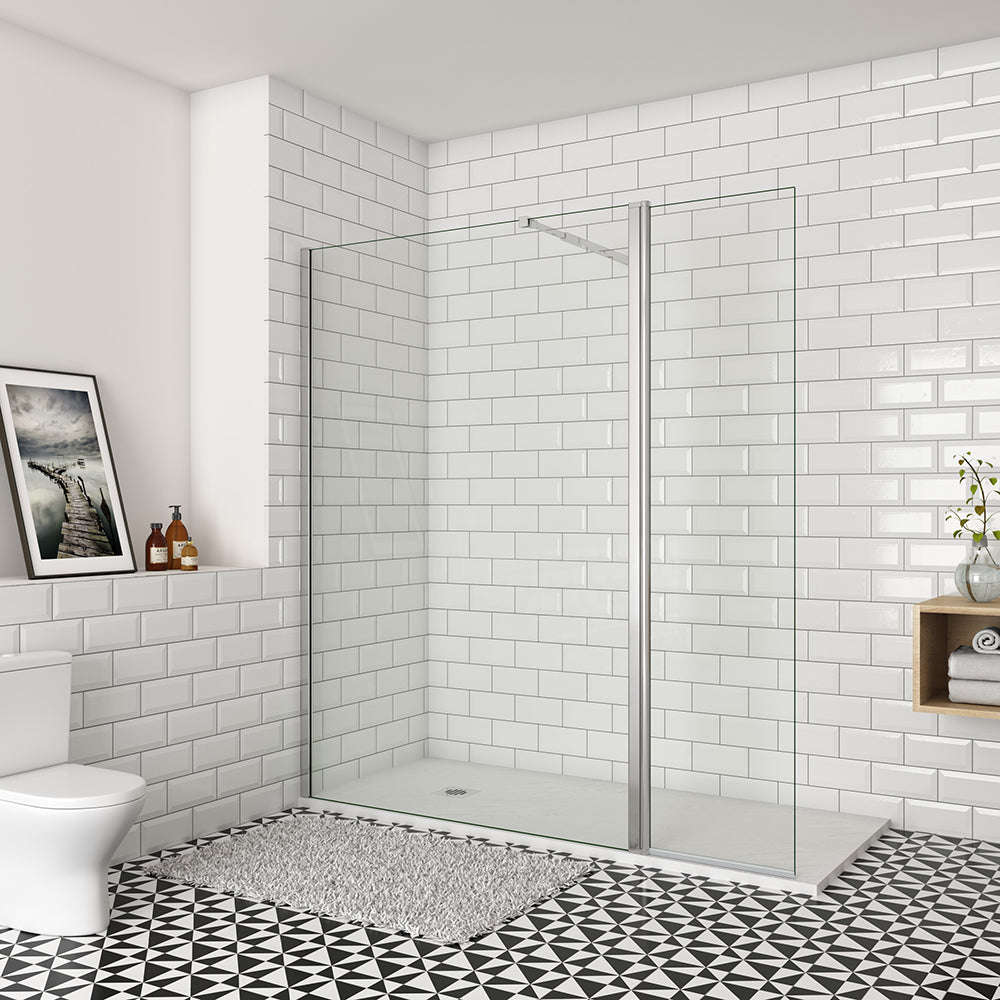 Océan paroi de douche 50-160cm + paroi latérale à l'italienne 50cm avec un retour pivotant et une barre stabilisateur extensible : 73-120cm