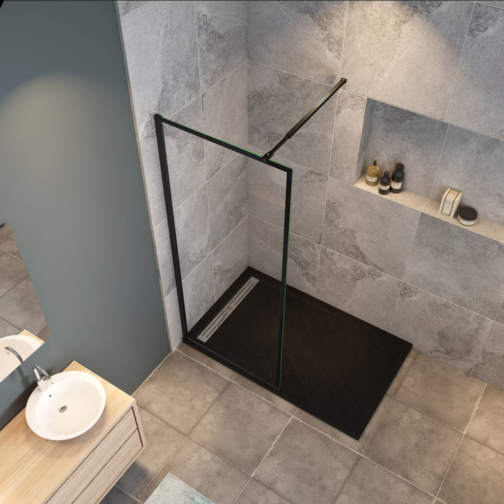 Océan paroi de douche noire 80-140x200cm noire en verre anticalcaire livré  avec une barre extensible 73-120cm