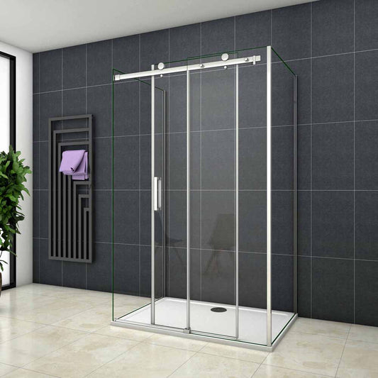 Cabine De Douche Coulissante en forme U une porte de douche avec 2 paroi latérales hauteur:195cm