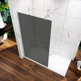 Paroi de douche verre anti-calcaire fumé 100-140x200cm avec une barre de stabilisation 90cm