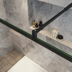 paroi de douche l'accès des deux côtés douche à l'italienne avec 2 barres extensibles