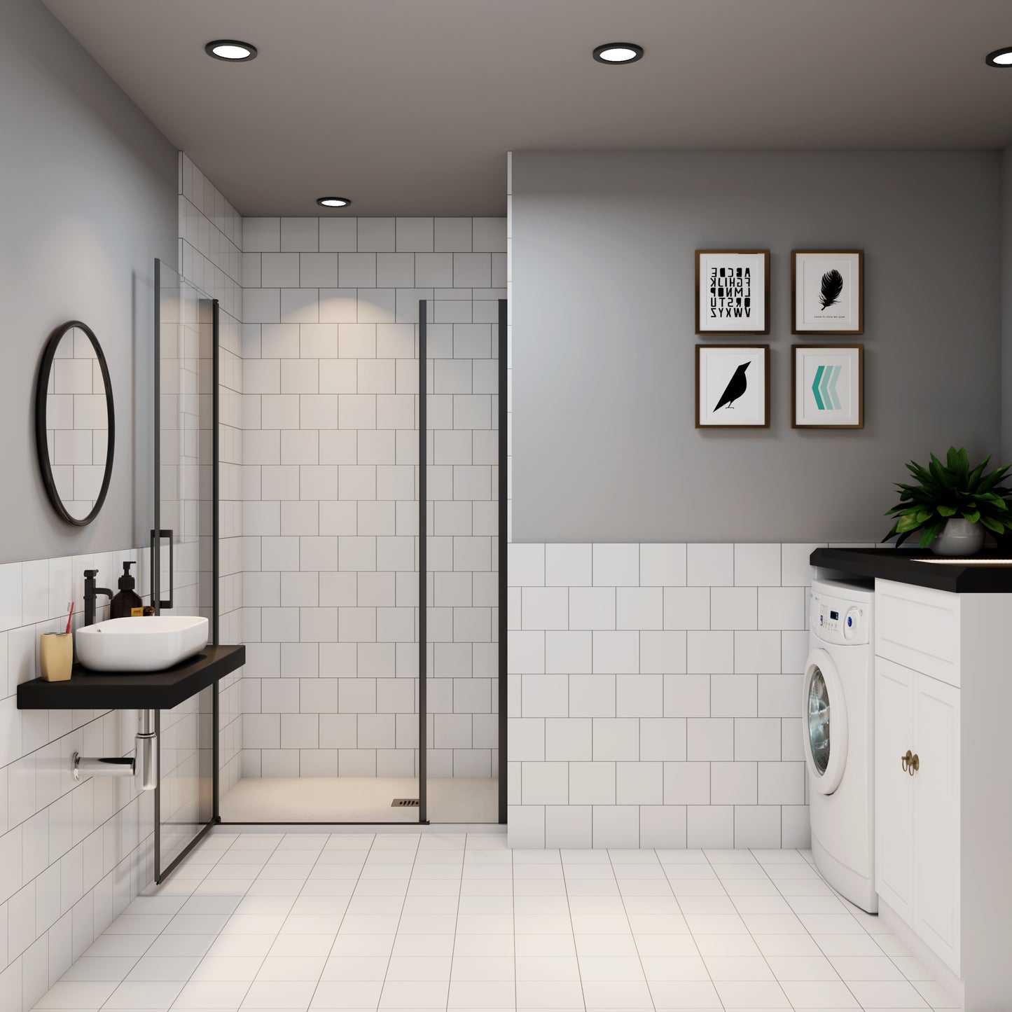Ocean porte de douche pivotante avec un élément fixe Profilé noir mat Hauteur 200cm
