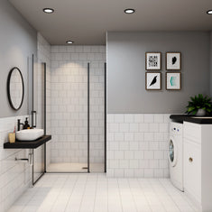 Ocean porte de douche pivotante avec un élément fixe Profilé noir mat Hauteur 200cm