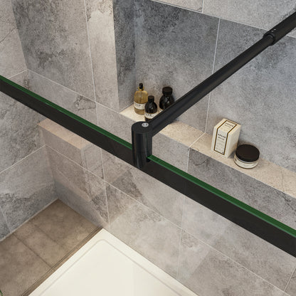 paroi de douche l'accès des deux côtés douche à l'italienne avec 2 barres extensibles ronds