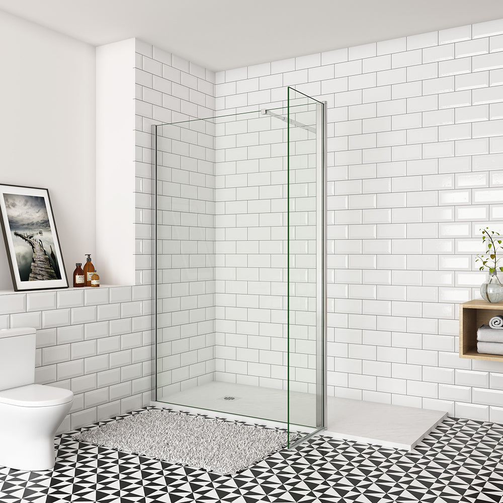 Océan paroi de douche 50-160cm + paroi latérale à l'italienne 50cm avec un retour pivotant et une barre stabilisateur extensible : 73-120cm