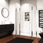 Océan porte de douche battante 135-180x187cm en verre anti-calcaire porte battante et 2 verres fixés