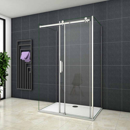 Cabine De Douche Coulissante en forme U une porte de douche avec 2 paroi latérales hauteur:195cm