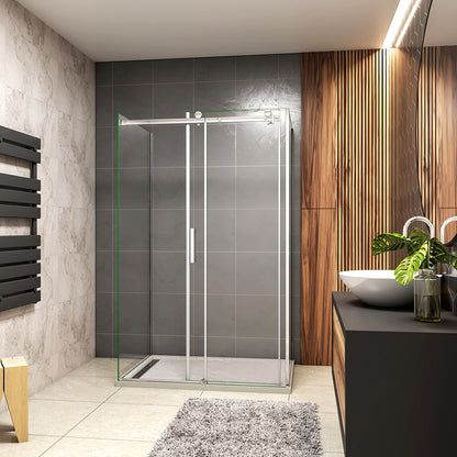 cabine de douche en forme U hauteur:195cm une porte de douche coulissante avec 2 paroi latérales