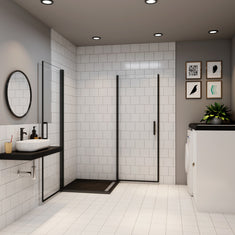 Ocean cabine de douche pivotante noir verre anticalcaire en 8mm hauteur 200cm