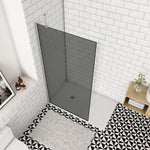 Paroi de douche verre anti-calcaire fumé 100x200cm avec une barre de stabilisation 45cm