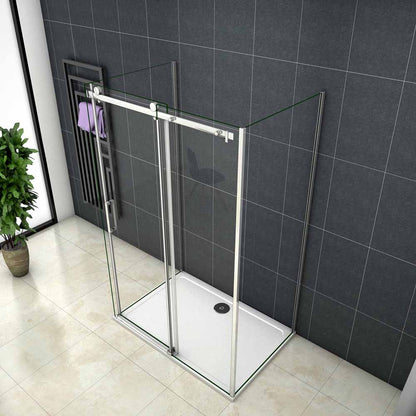 Cabine De Douche Coulissante en forme U une porte de douche avec 2 paroi latérales hauteur:195cm