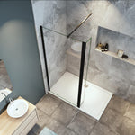 Océan Paroi de douche noire avec volet pivotant 30 / 40 cm modèle d' Itaroi avec une barre extensible 73-120cm