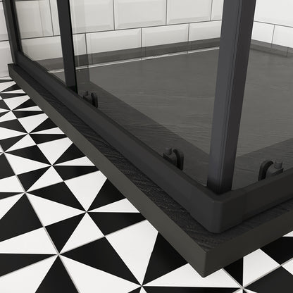 OCEAN cabine de douche 200cm profilé noir mat en verre anticalcaire