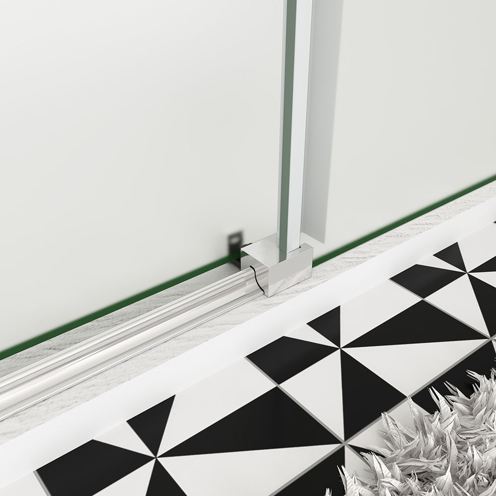 OCEAN porte de douche coulissante 100-140x195cm profilé chromé en verre sablé et anticalcaire