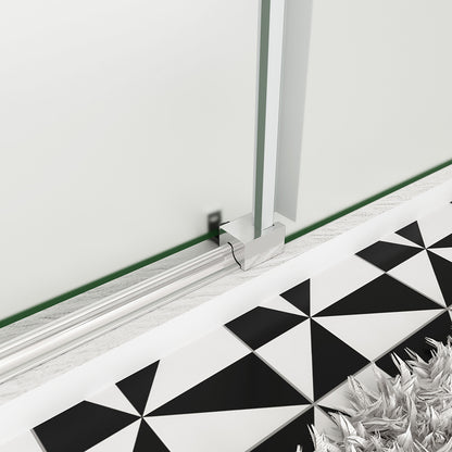 OCEAN porte de douche coulissante 100-140x195cm profilé chromé en verre sablé et anticalcaire