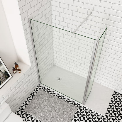 Océan paroi de douche 50-160cm + paroi latérale à l'italienne 50cm avec un retour pivotant et une barre stabilisateur extensible : 73-120cm