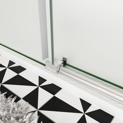 OCEAN porte de douche coulissante 100-140x195cm profilé chromé en verre sablé et anticalcaire