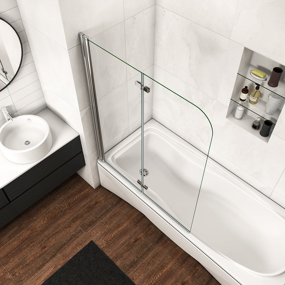Océan pare-baignoire 80-120x140cm écran baignoire pivotant et pliant en verre anti-calcaire