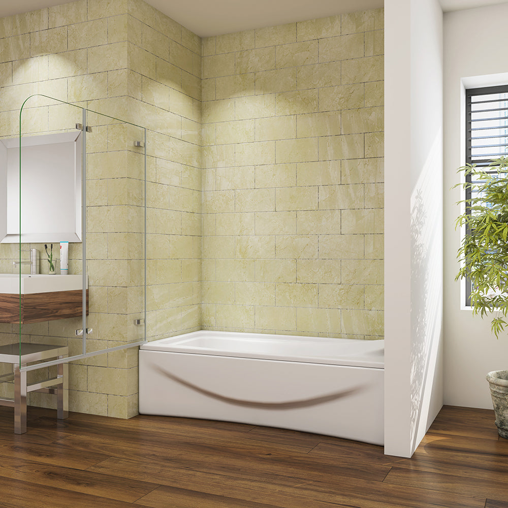 Océan pare-baignoire 100/110/120x140cm écran baignoire pivotant et pliant sans cadre