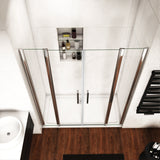 Océan porte de douche battante 135-180x187cm en verre anti-calcaire porte battante et 2 verres fixés