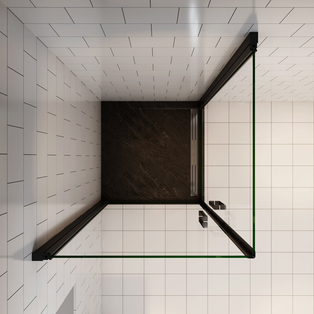 Ocean cabine de douche pivotante noir verre anticalcaire en 8mm hauteur 200cm