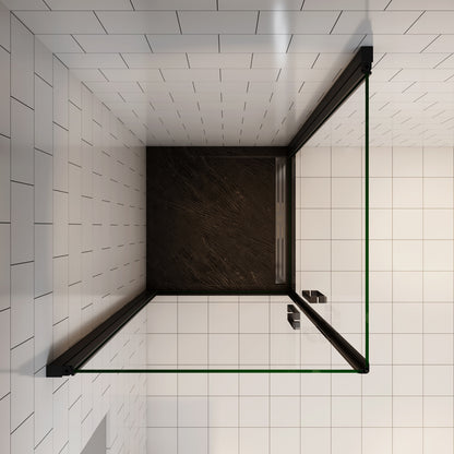 Ocean cabine de douche pivotante noir verre anticalcaire en 8mm hauteur 200cm