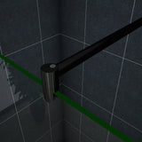 Paroi de douche Chromé / Noire en 8mm verre avec vitrification nano(anticalcaire) livrée avec une barre extensible 70-120cm