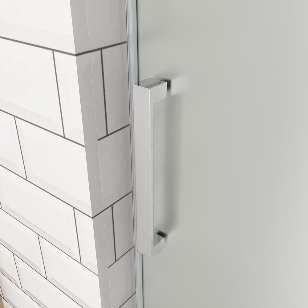 OCEAN porte de douche coulissante 100-140x195cm profilé chromé en verre sablé et anticalcaire