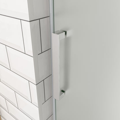 OCEAN porte de douche coulissante 100-140x195cm profilé chromé en verre sablé et anticalcaire