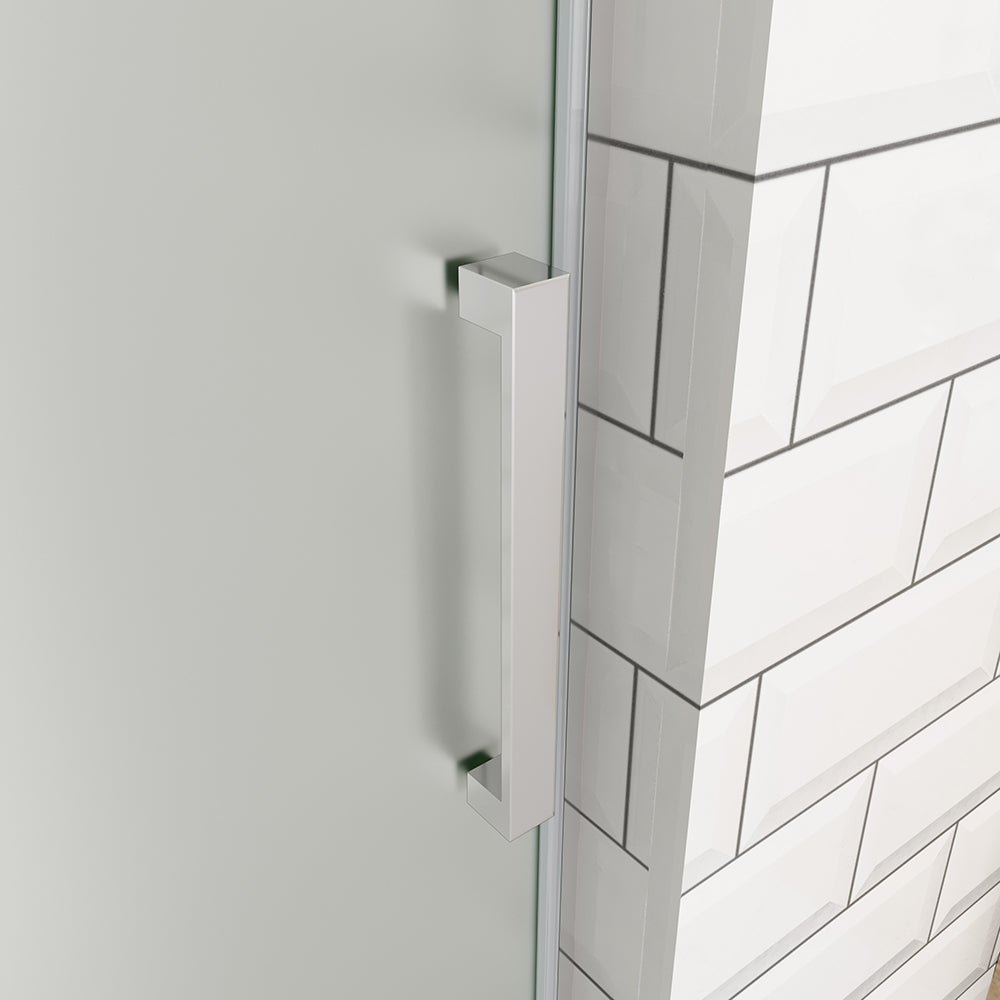 OCEAN porte de douche coulissante 100-140x195cm profilé chromé en verre sablé et anticalcaire