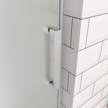 OCEAN porte de douche coulissante 100-140x195cm profilé chromé en verre sablé et anticalcaire