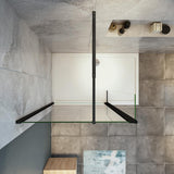 Océan Paroi de douche noire avec volet pivotant 30 / 40 cm modèle d' Itaroi avec une barre extensible 70-120cm