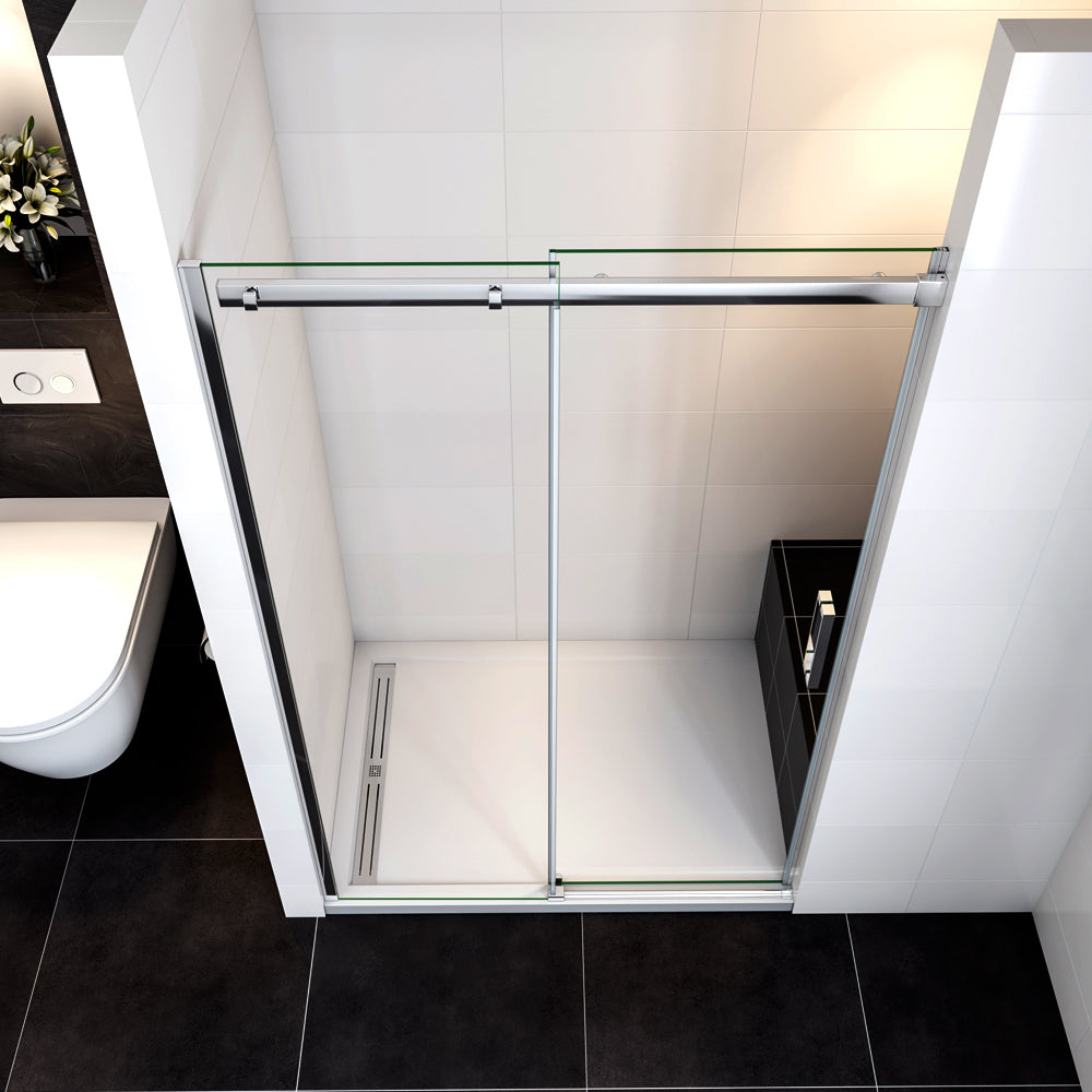 Océan porte de douche coulissante 100-160x195cm en 8mm verre anti-calcaire installation en niche