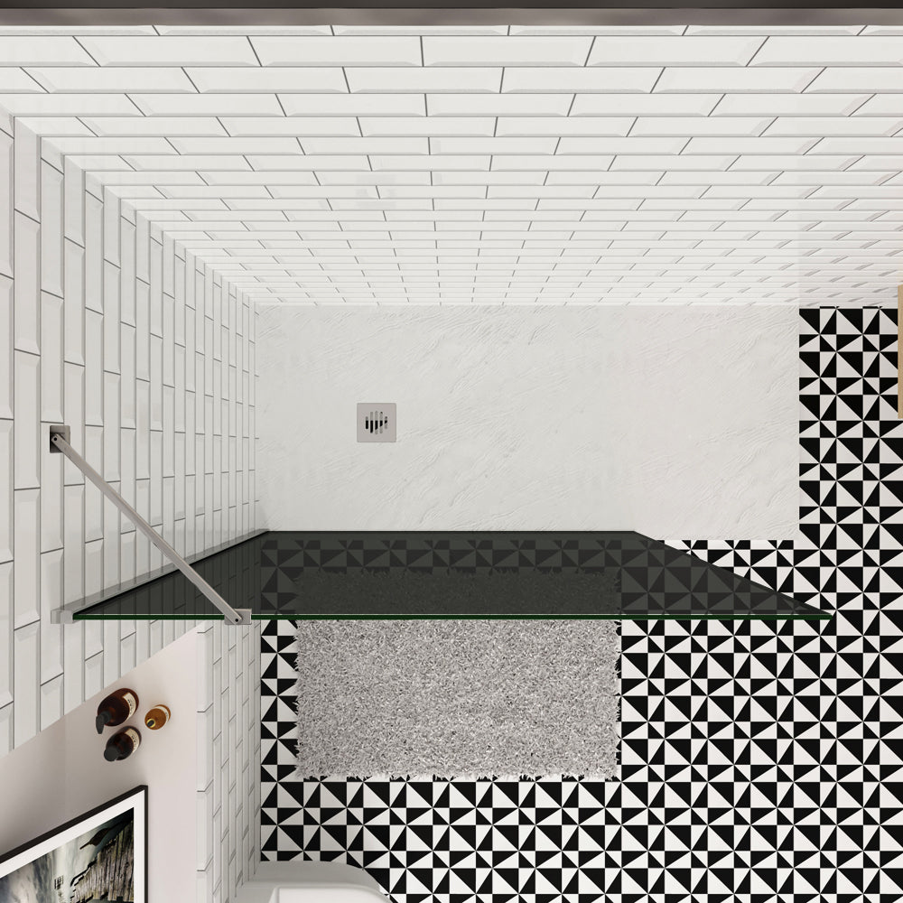 Paroi de douche verre anti-calcaire fumé 100x200cm avec une barre de stabilisation 45cm
