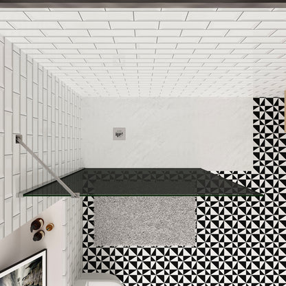 Paroi de douche verre anti-calcaire fumé 100x200cm avec une barre de stabilisation 45cm
