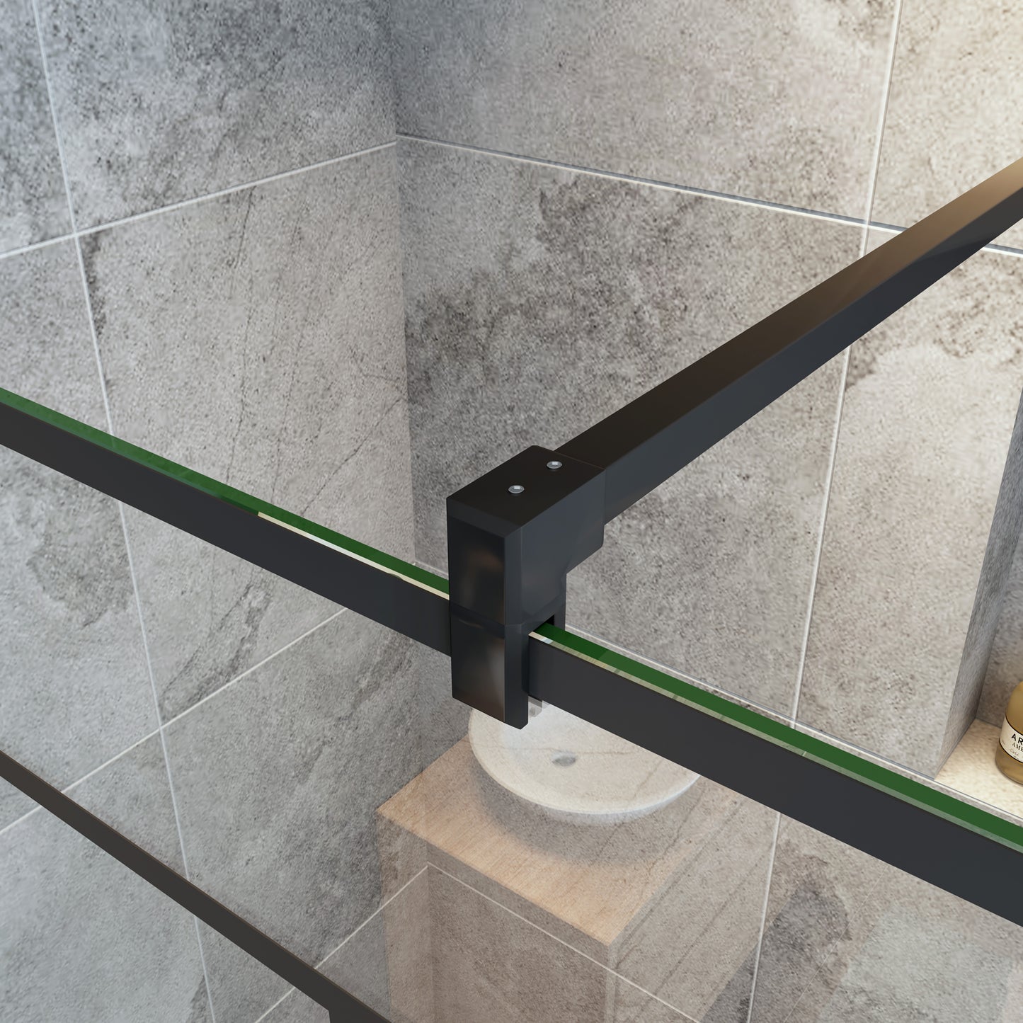 Océan paroi de douche noire 70-140x200cm sérigraphie noire en verre anticalcaire