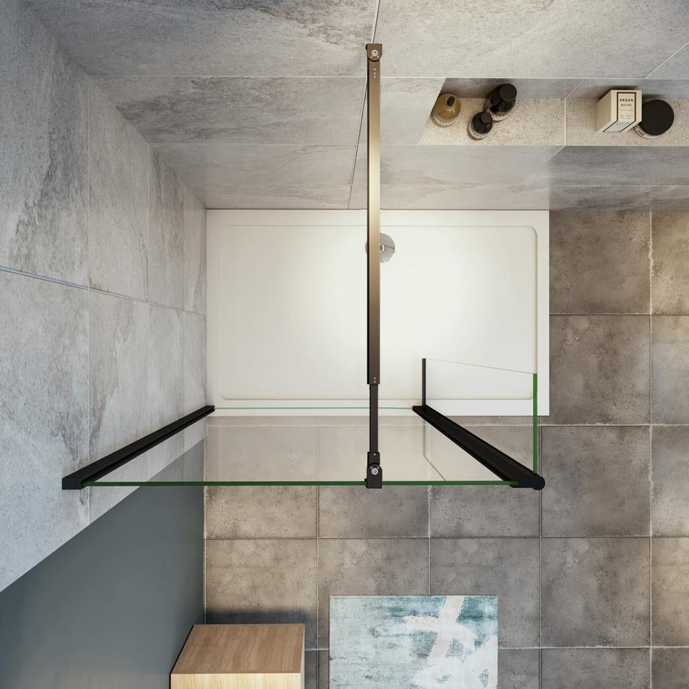 Océan Paroi de douche noire avec volet pivotant 30 / 40 cm modèle d' Itaroi avec une barre extensible 73-120cm