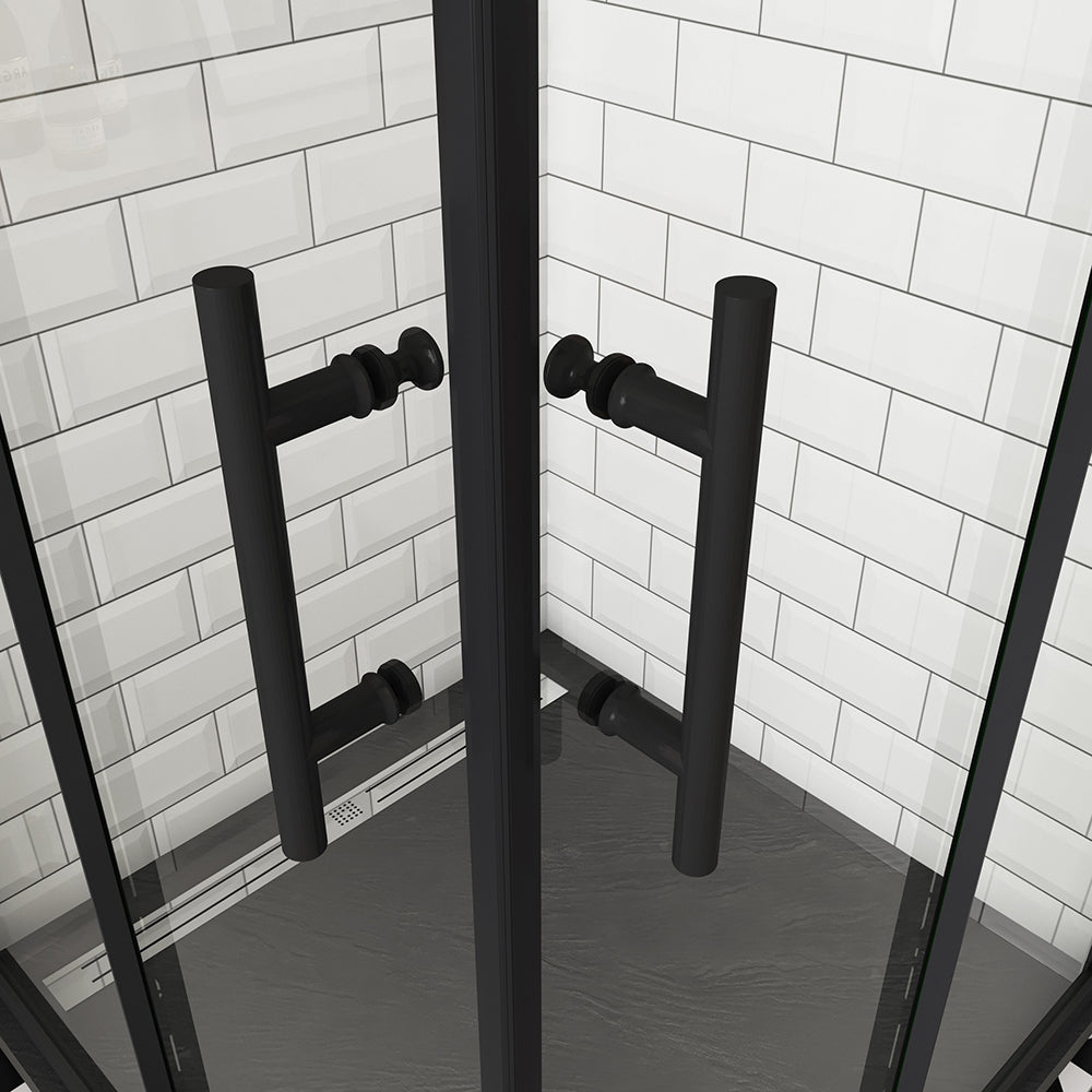 OCEAN cabine de douche 200cm profilé noir mat en verre anticalcaire