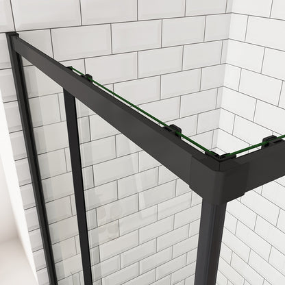 OCEAN cabine de douche 200cm profilé noir mat en verre anticalcaire