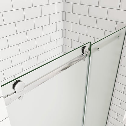 OCEAN porte de douche coulissante 100-140x195cm profilé chromé en verre sablé et anticalcaire