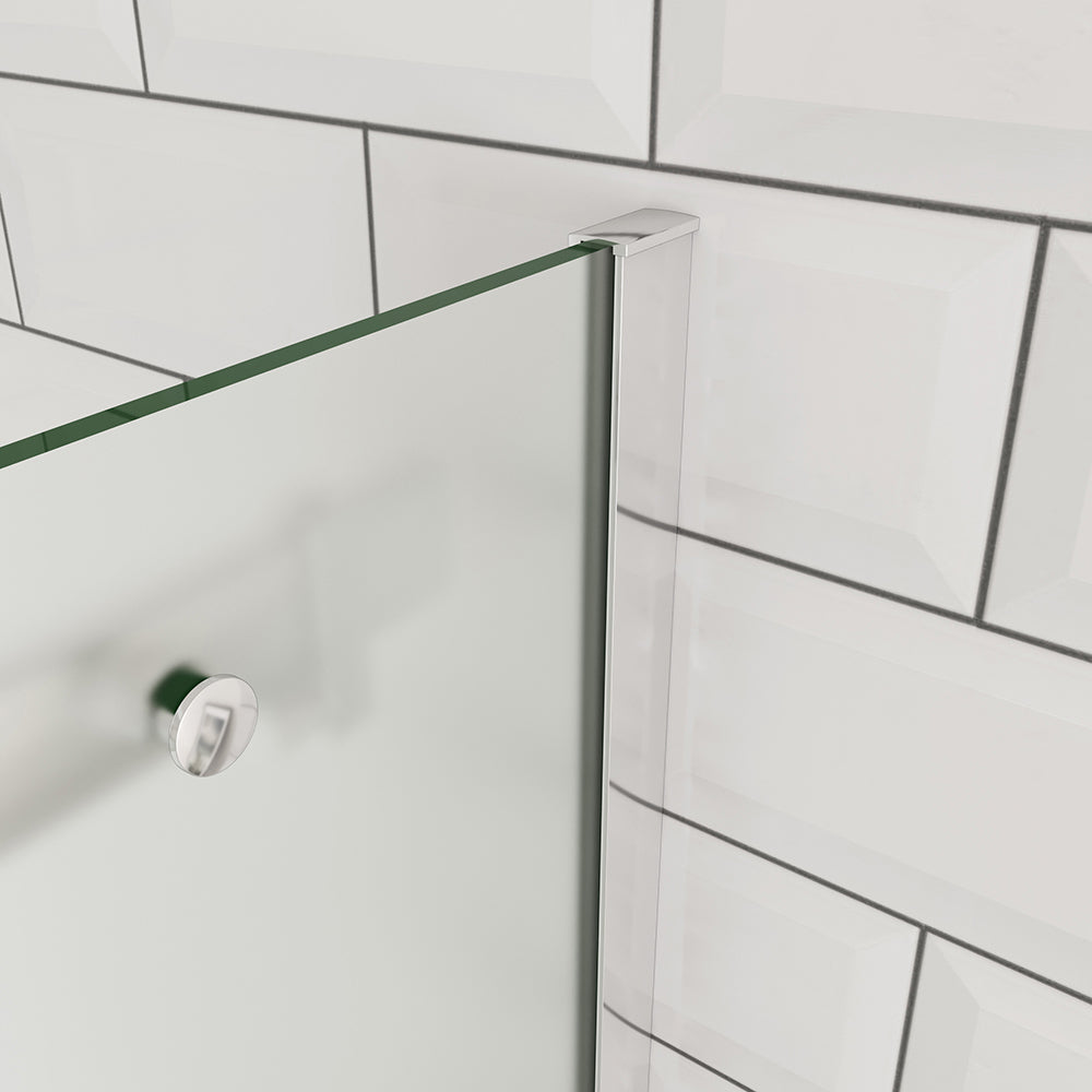 OCEAN porte de douche coulissante 100-140x195cm profilé chromé en verre sablé et anticalcaire