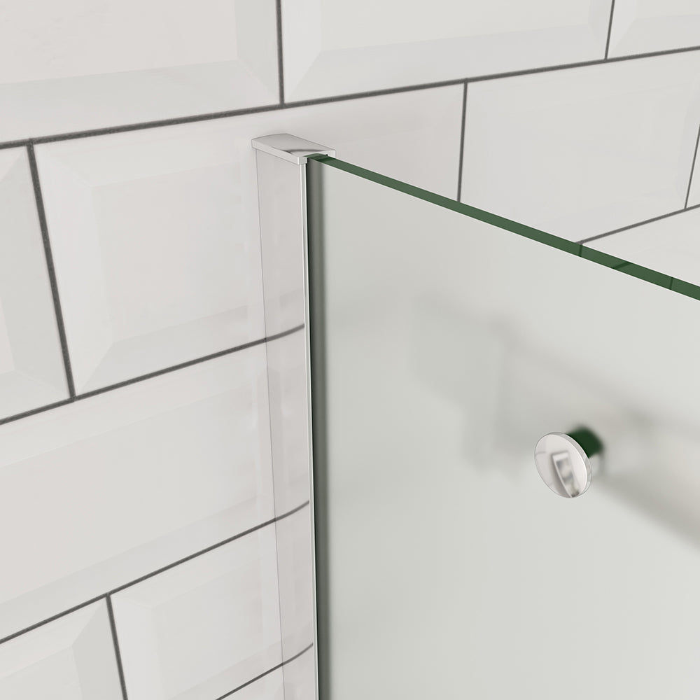 OCEAN porte de douche coulissante 100-140x195cm profilé chromé en verre sablé et anticalcaire