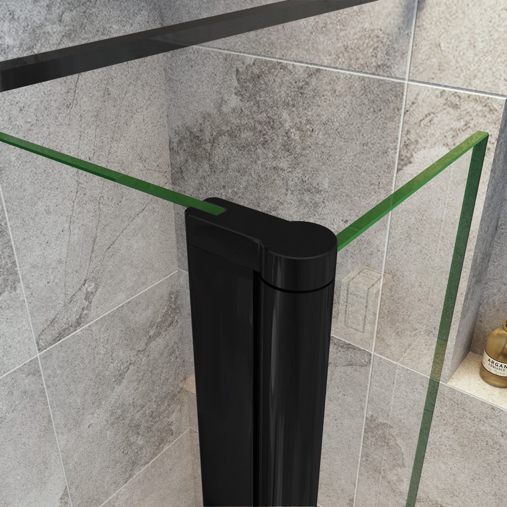 Paroi de douche à l'italienne et volet noir Galedo Dark Edge transparent  90+40cm