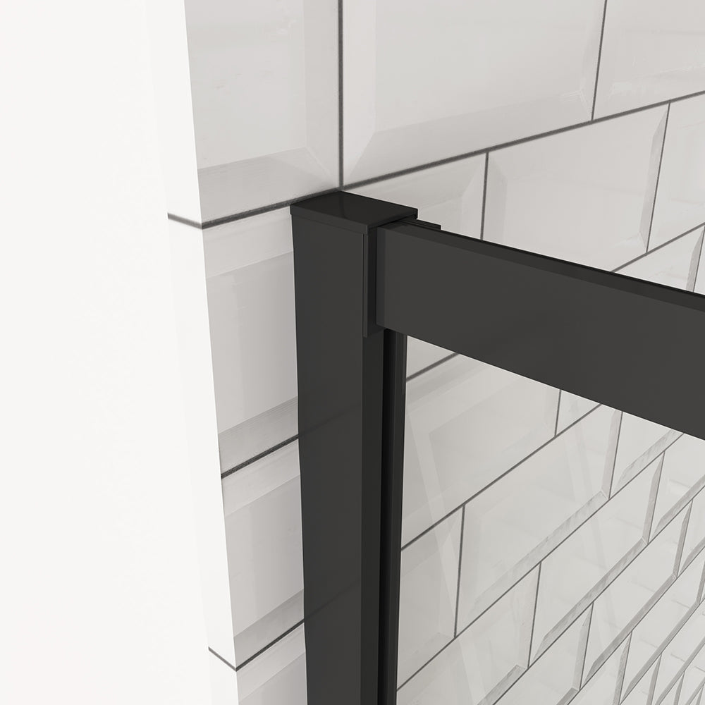 OCEAN cabine de douche 200cm profilé noir mat en verre anticalcaire