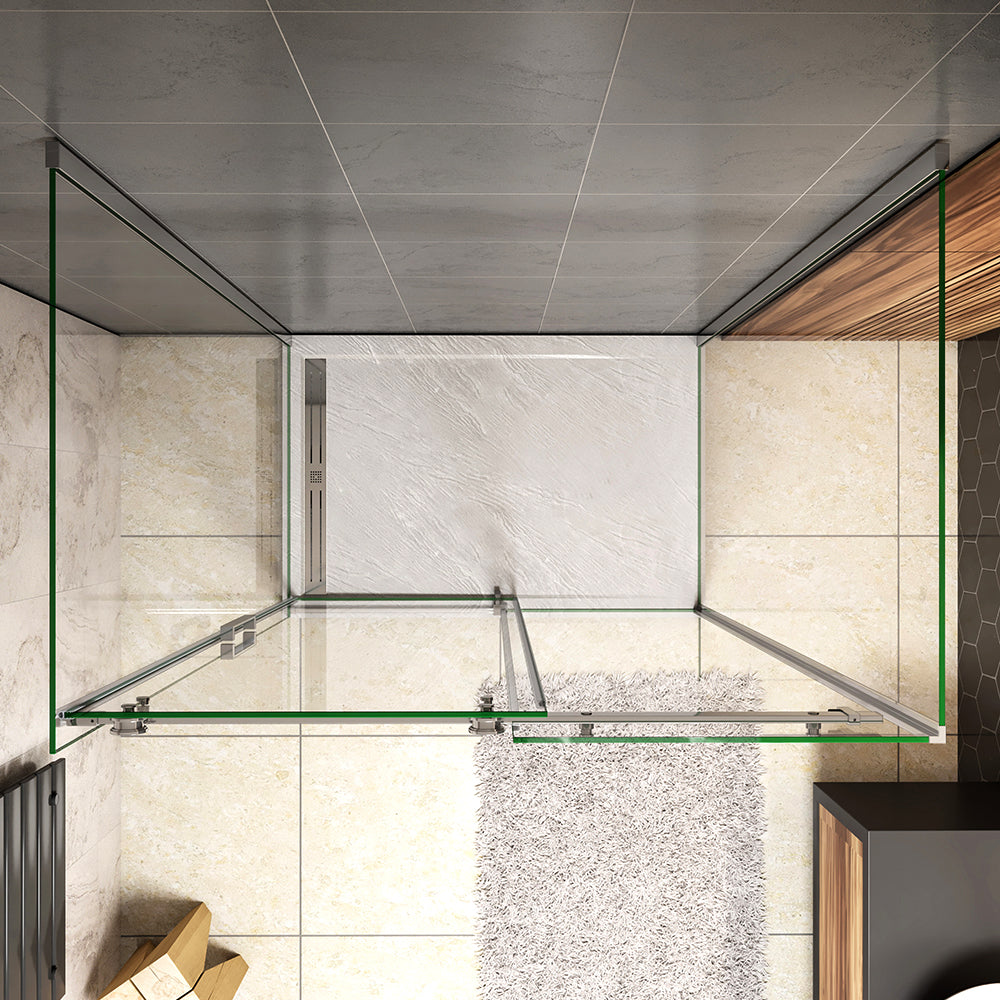 cabine de douche en forme U hauteur:195cm une porte de douche coulissante avec 2 paroi latérales