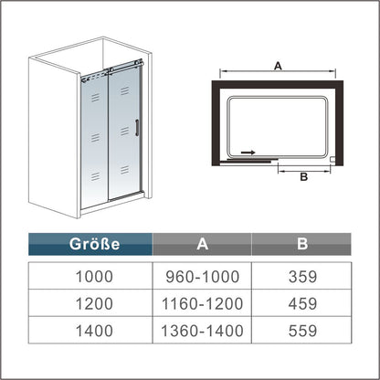 OCEAN porte de douche coulissante 100-140x195cm profilé chromé en verre sablé et anticalcaire